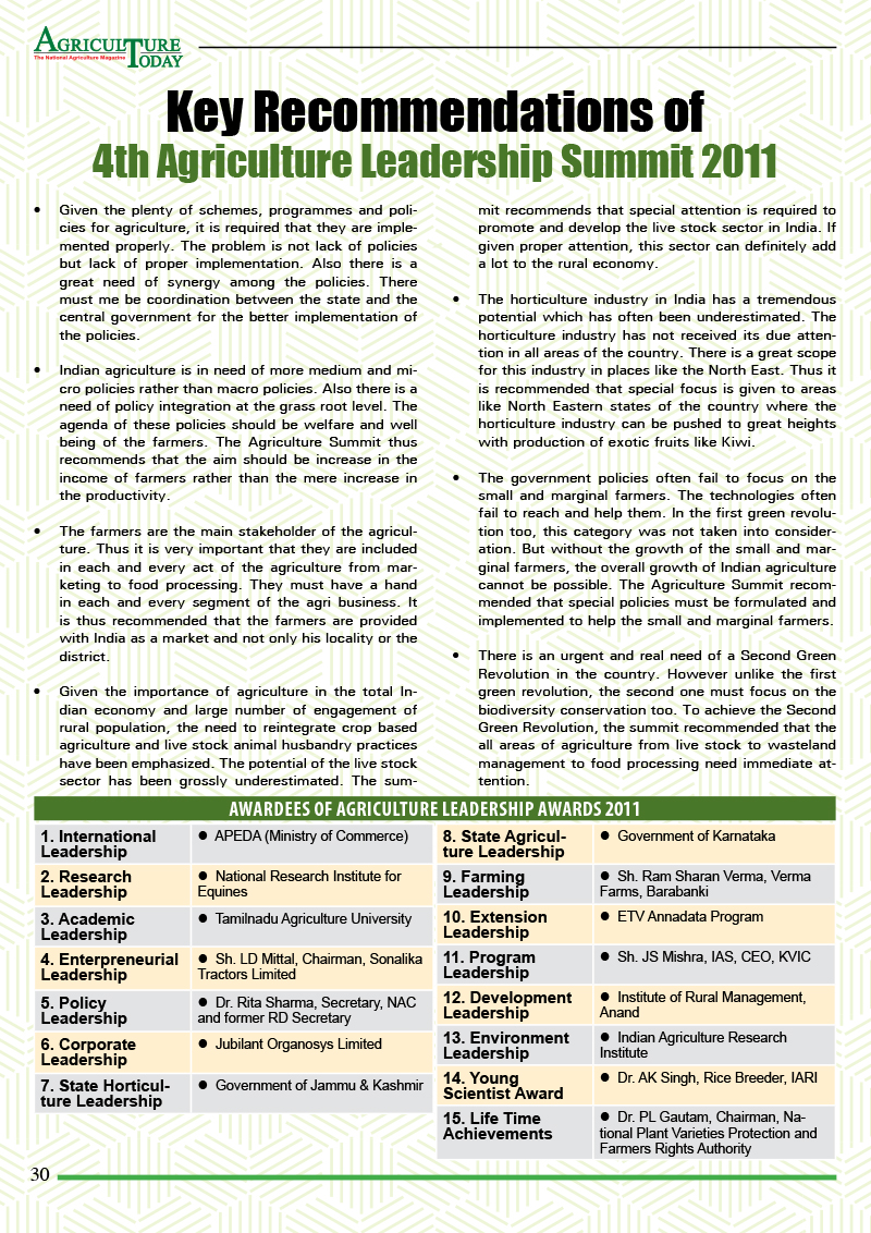 4th Agriculture Leadership Summit 2011